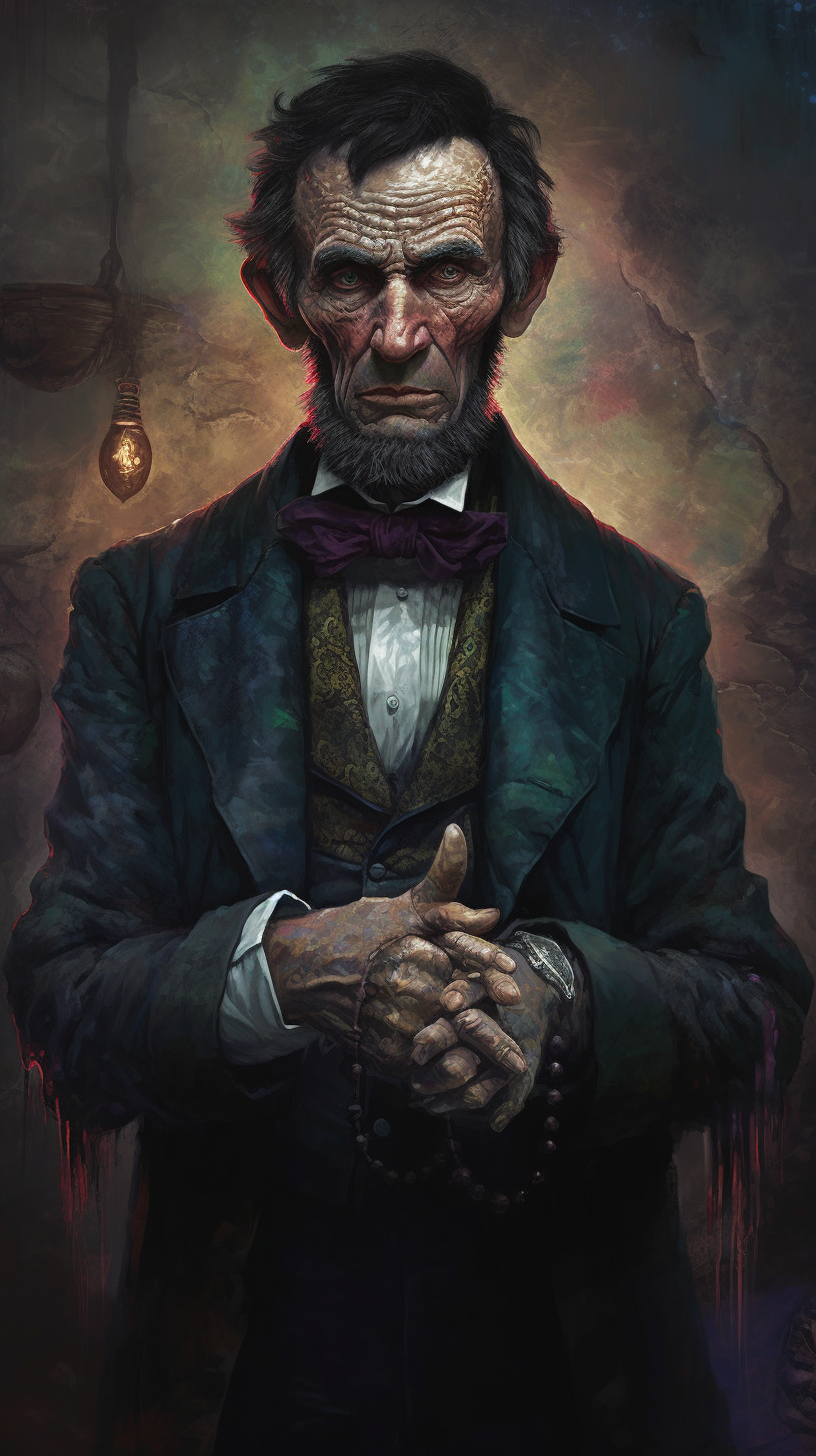 Abraham Lincoln in dark fantasy dungeon dragons style