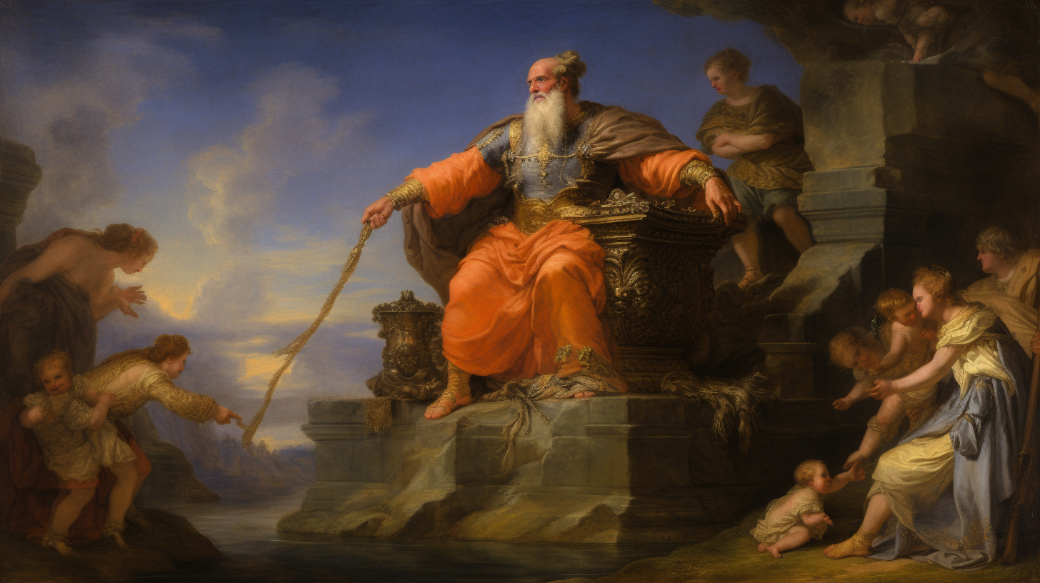 Biblical scene of Abraham sacrificing Issac