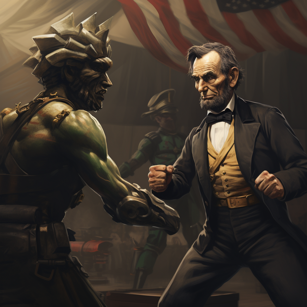 Abraham Lincoln winning in boxing match