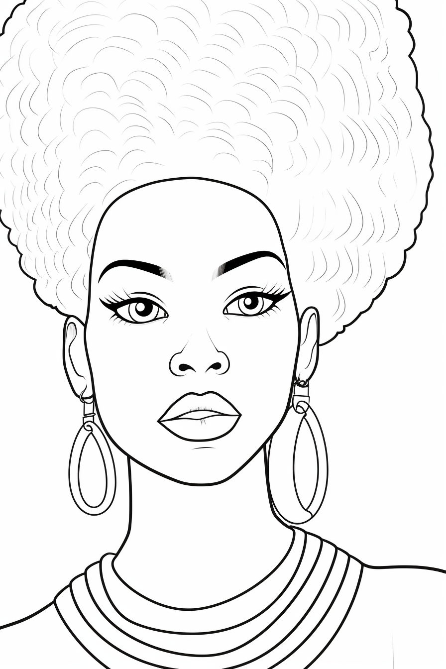 Coloring page of an abstract African American woman