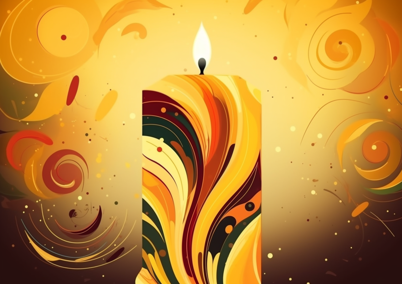 Abstract banana Christmas candle with warm glow