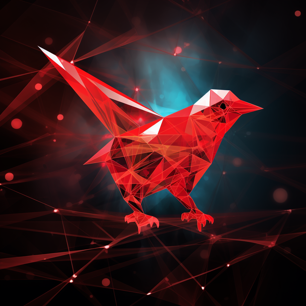 Abstract bird on red triangle background