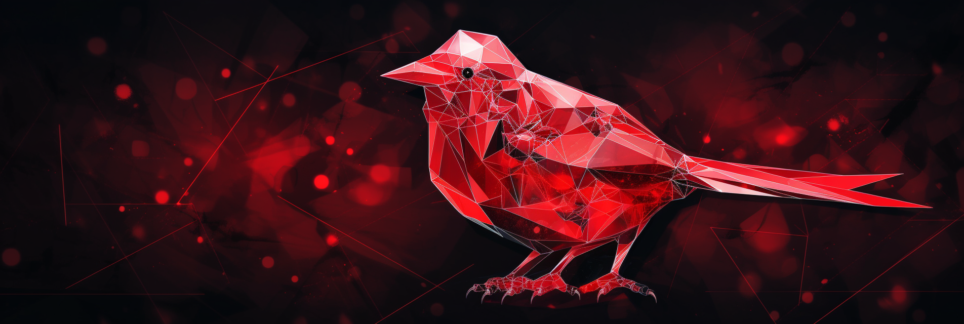 Bird illustration on red triangle background