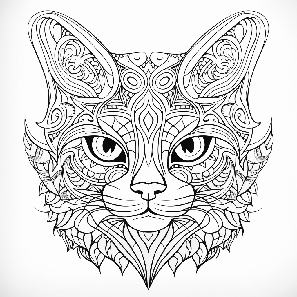 Colorful abstract cat mandala art