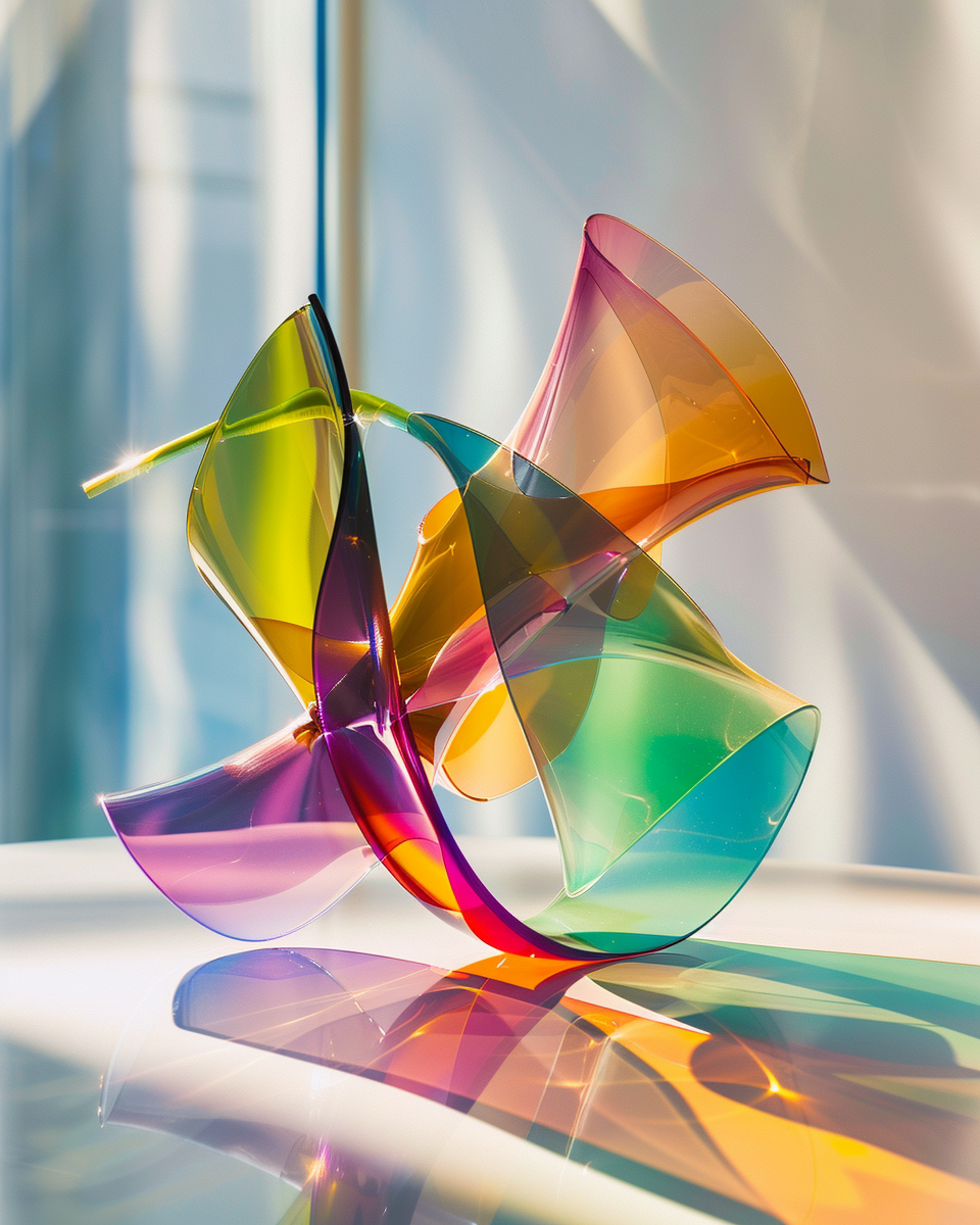 Abstract Colored Glass Sculpture