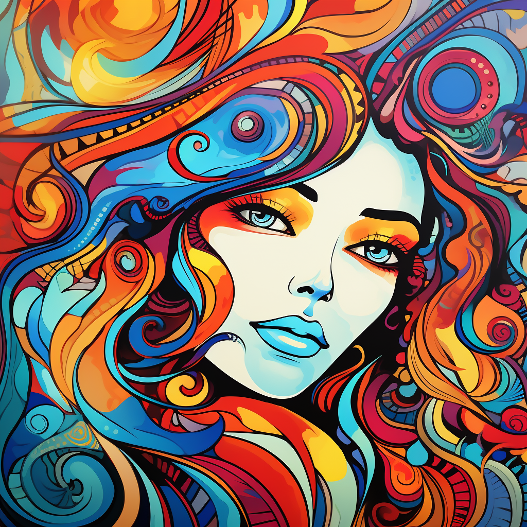 Colorful outline drawing of a woman