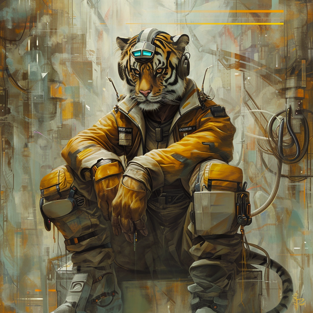 Tiger with Cubist Cyber Punk Jacket