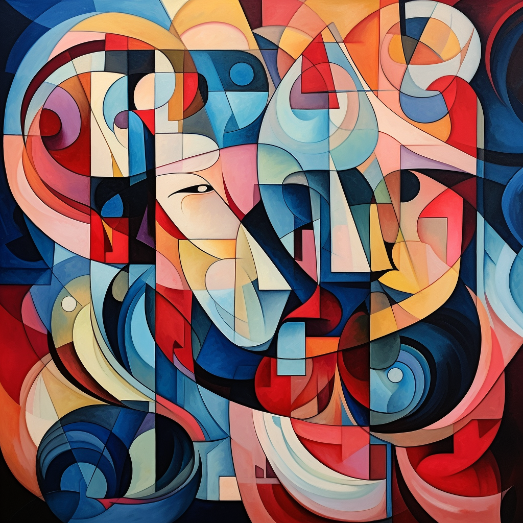 Abstract cubism painting with dungeons and dragons mage