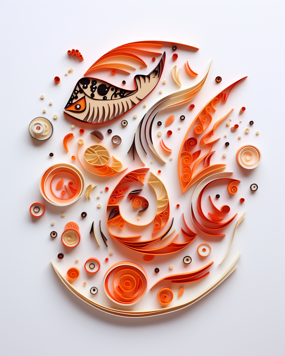 Abstract fish paella dish