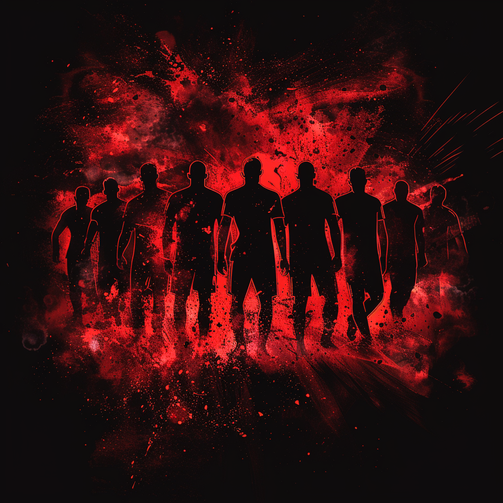 Football team silhouette dark background