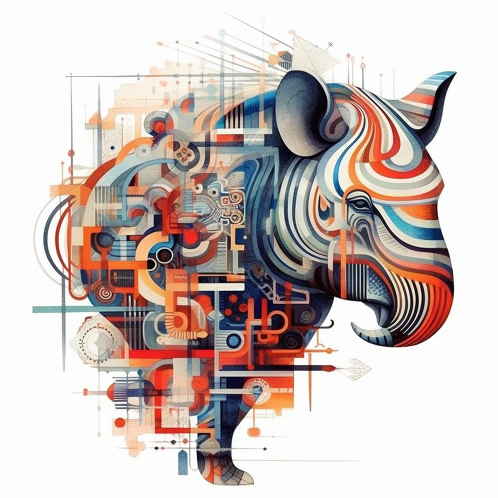 Abstract geometric animals in colorful patterns