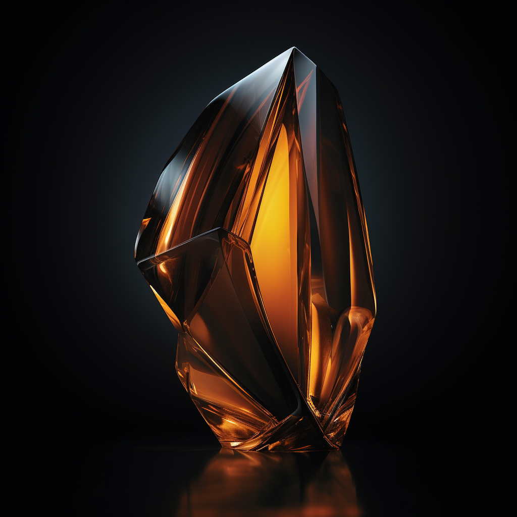 Abstract glass object with orange glow