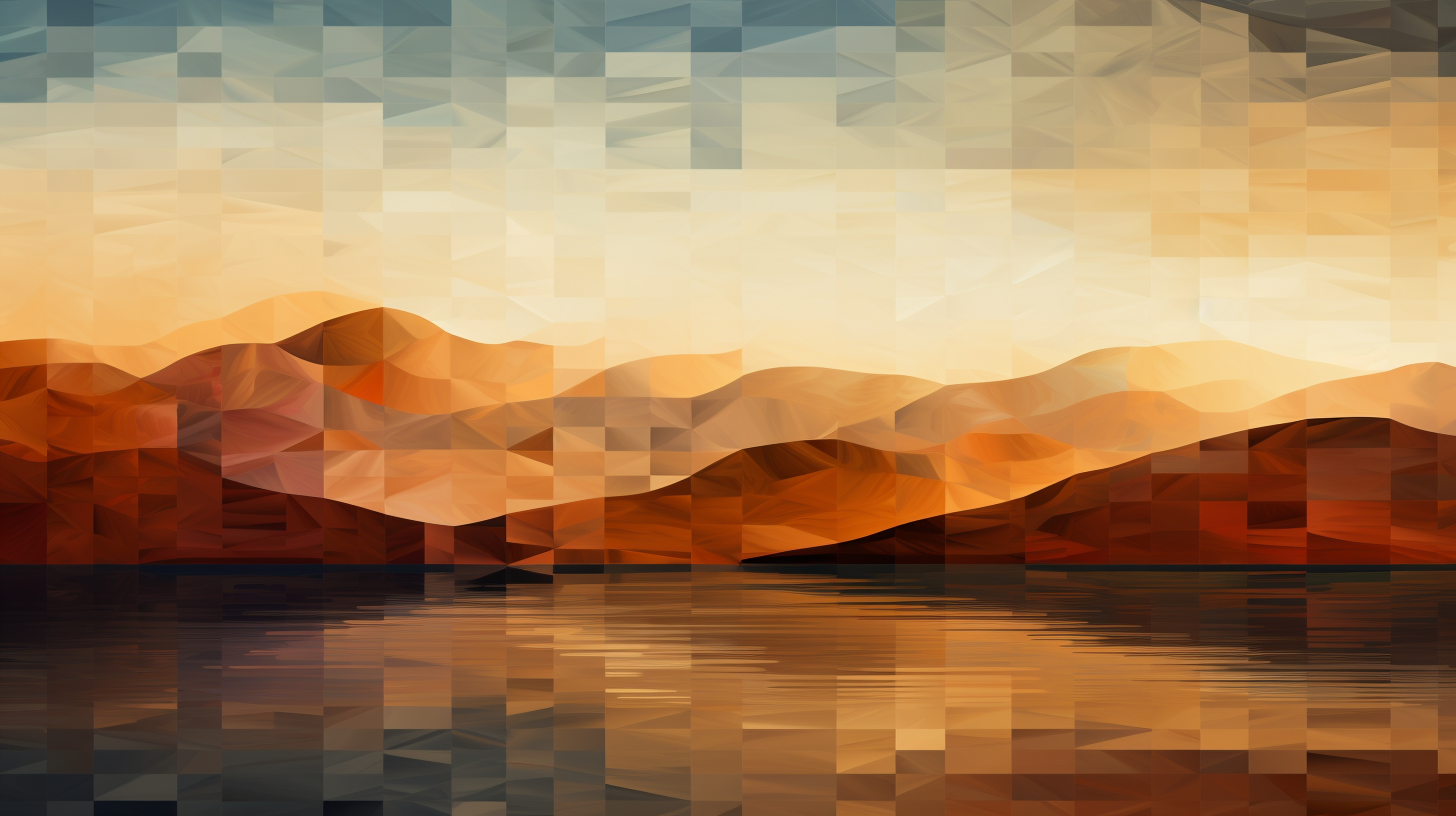 Minimalist Cubist Hills and Lake