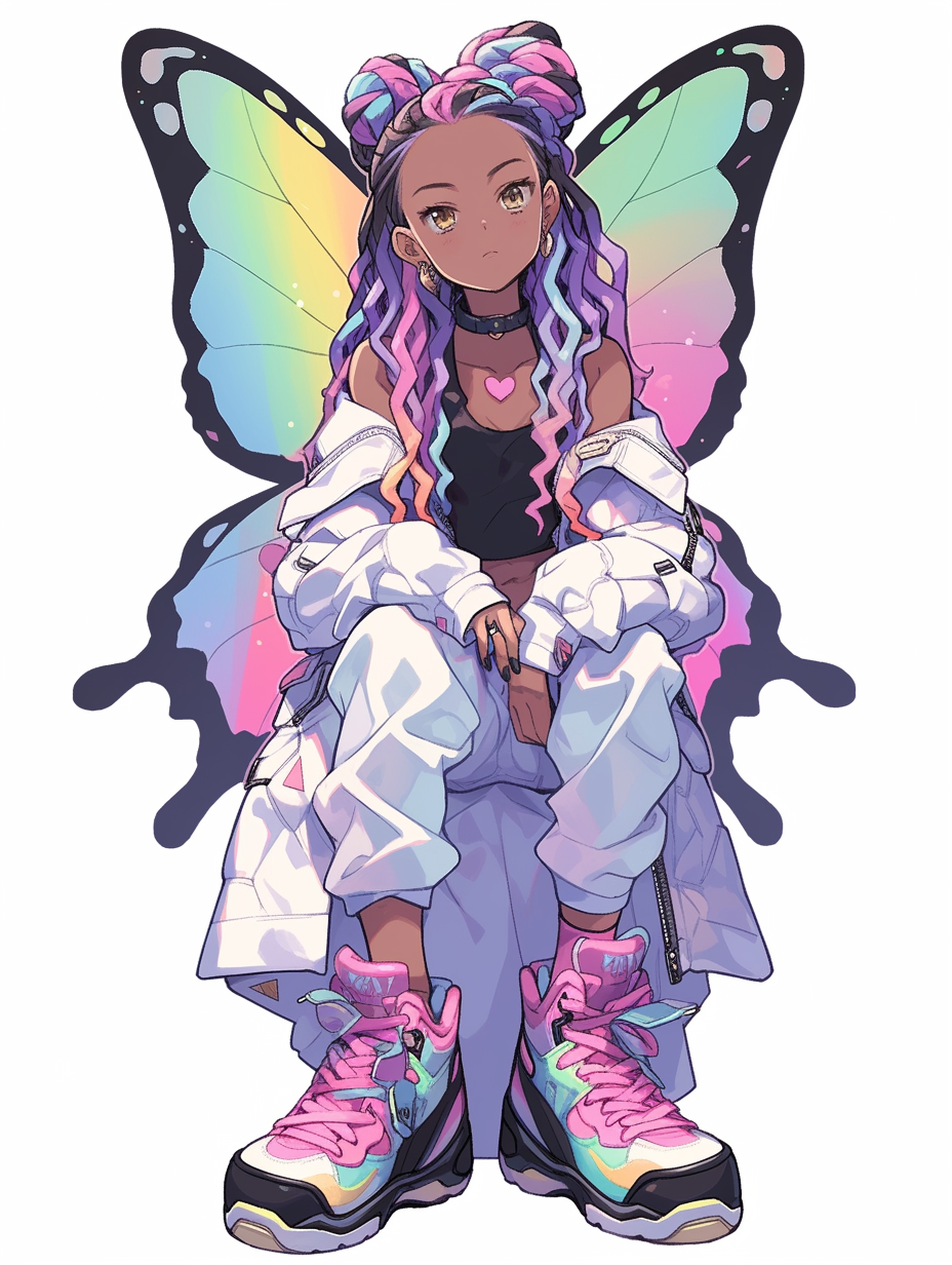 Abstract hip hop fairy girl illustration