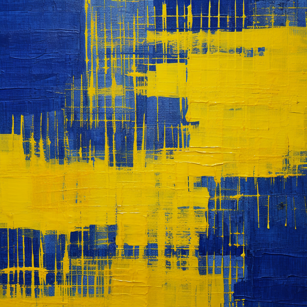 MidJourney Prompt - Abstract Impressionism Cobalt Blue and Yellow