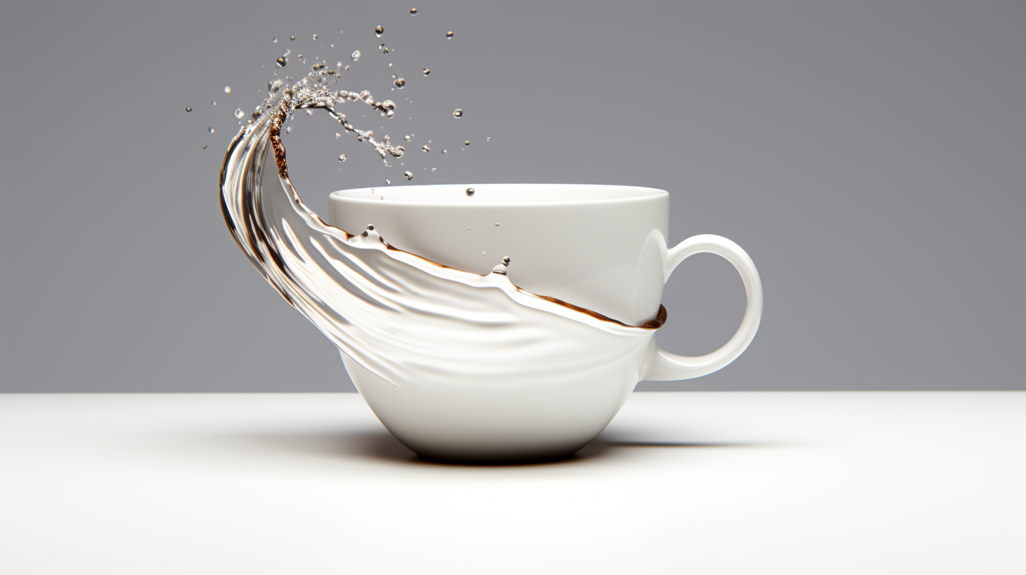 Minimalist Japanese tea cup overflowing