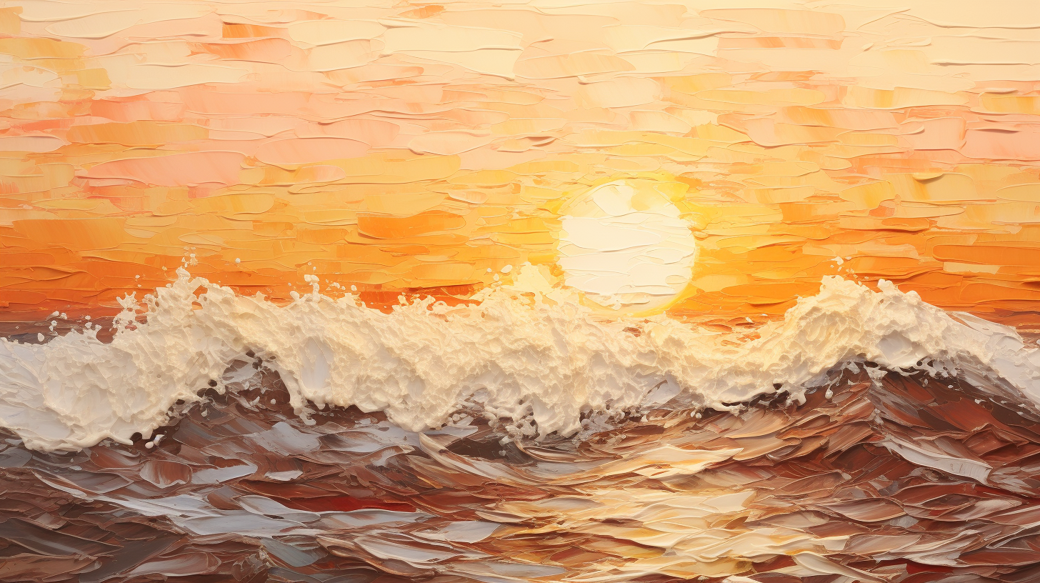 Colorful sunset wave painting artwork