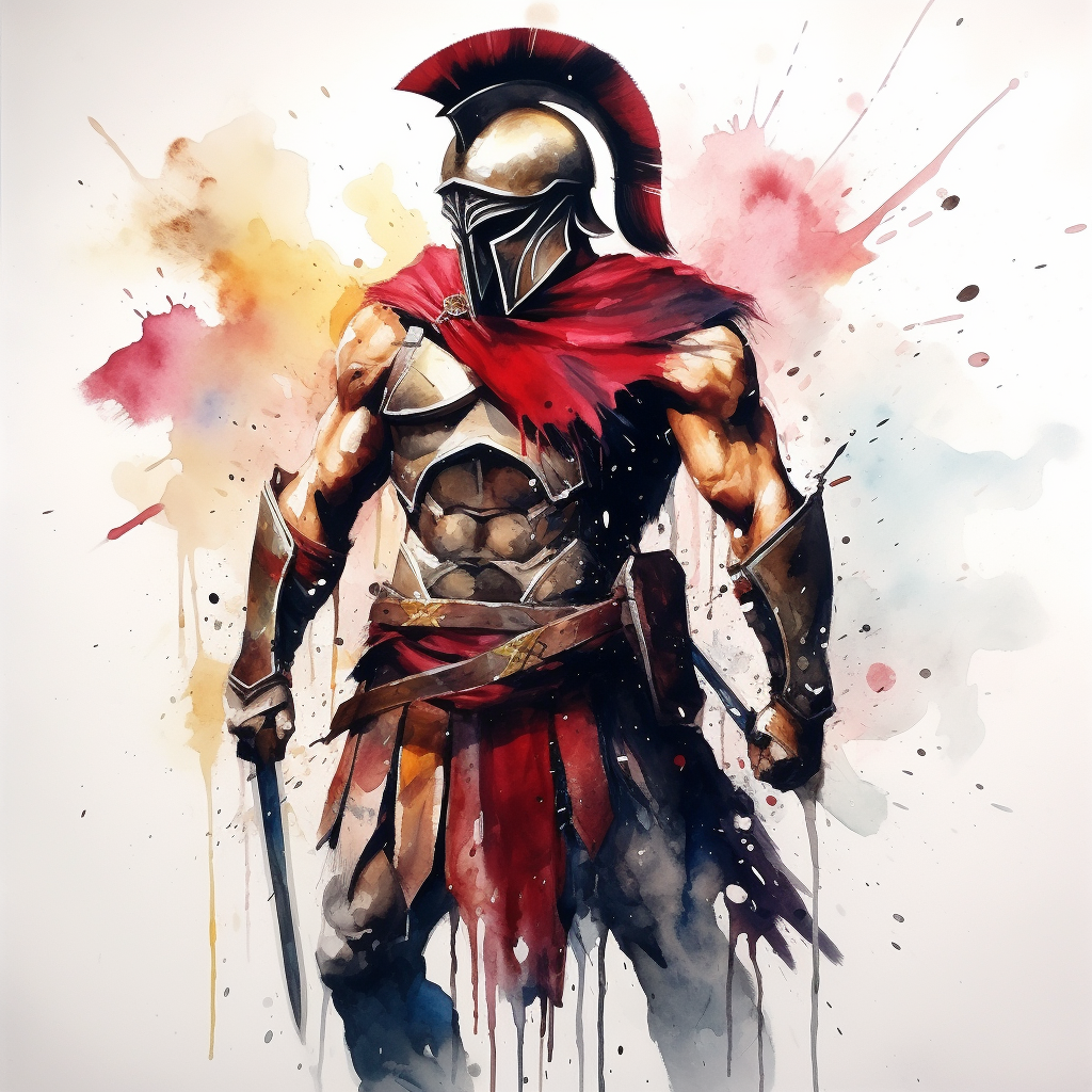 Abstract Spartan artwork in watercolour