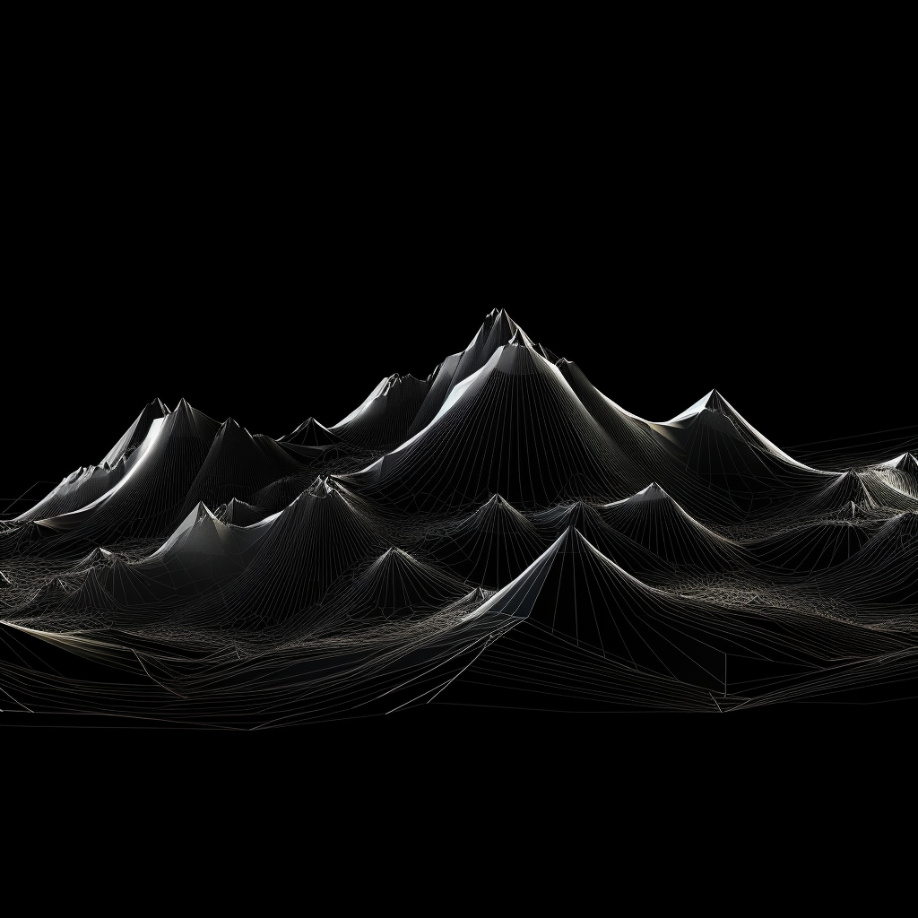 Black and white abstract mountain peaks design