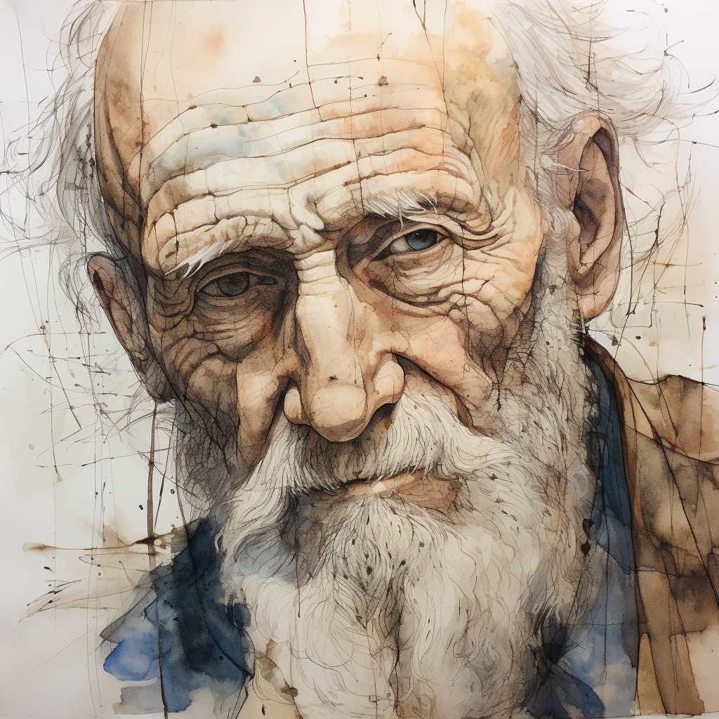 Abstract drawing of an old man