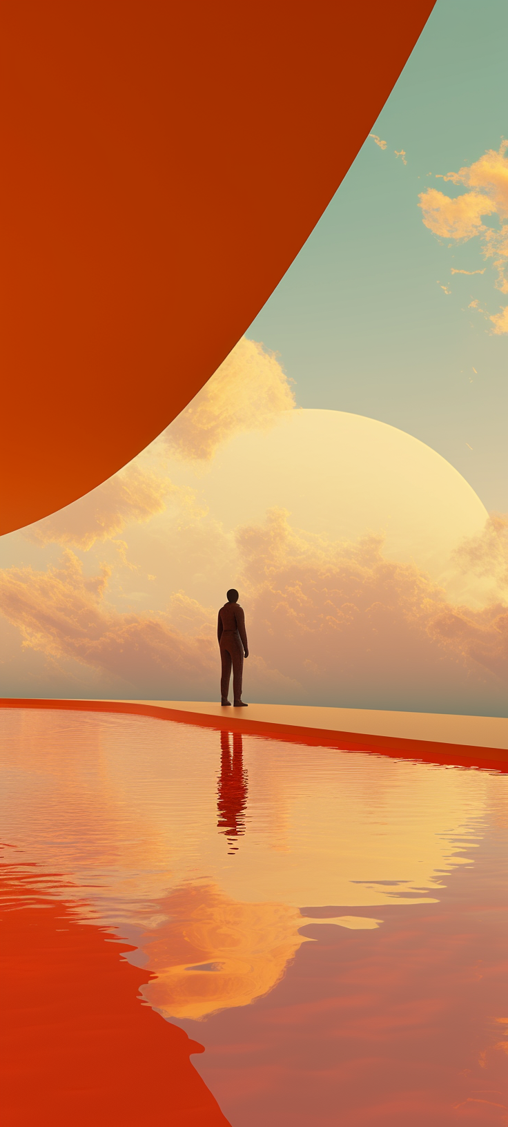 Abstract Orange Pool Sky Background