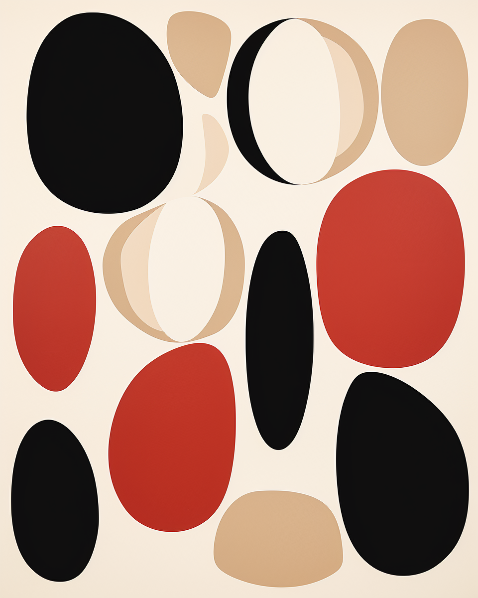 Abstract ovals on beige background