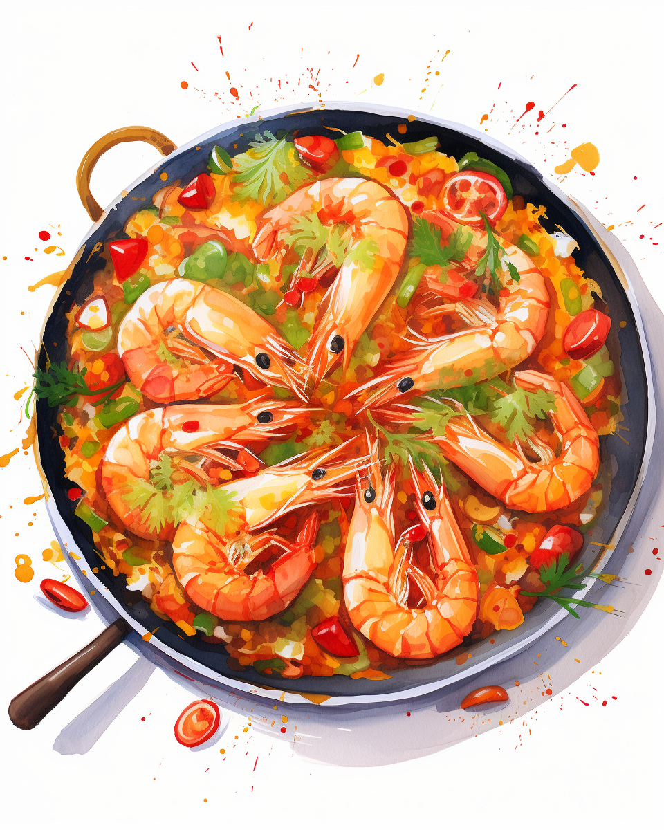 Abstract paella on white background