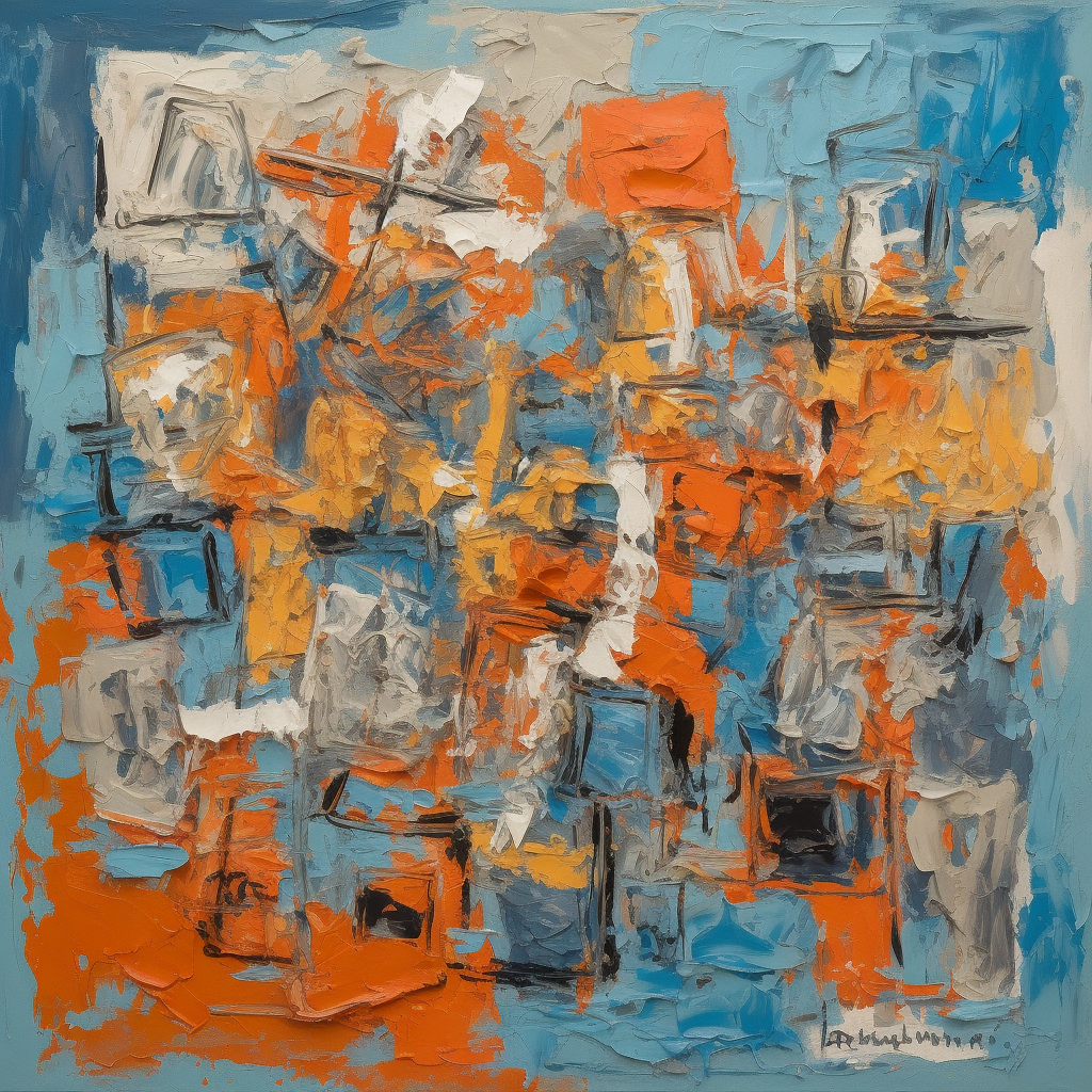 Abstract painting with Africa hints in orange and blue