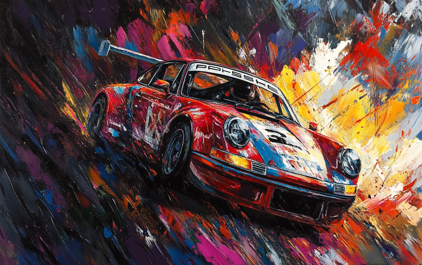 Modern Abstract Porsche Turbo Painting