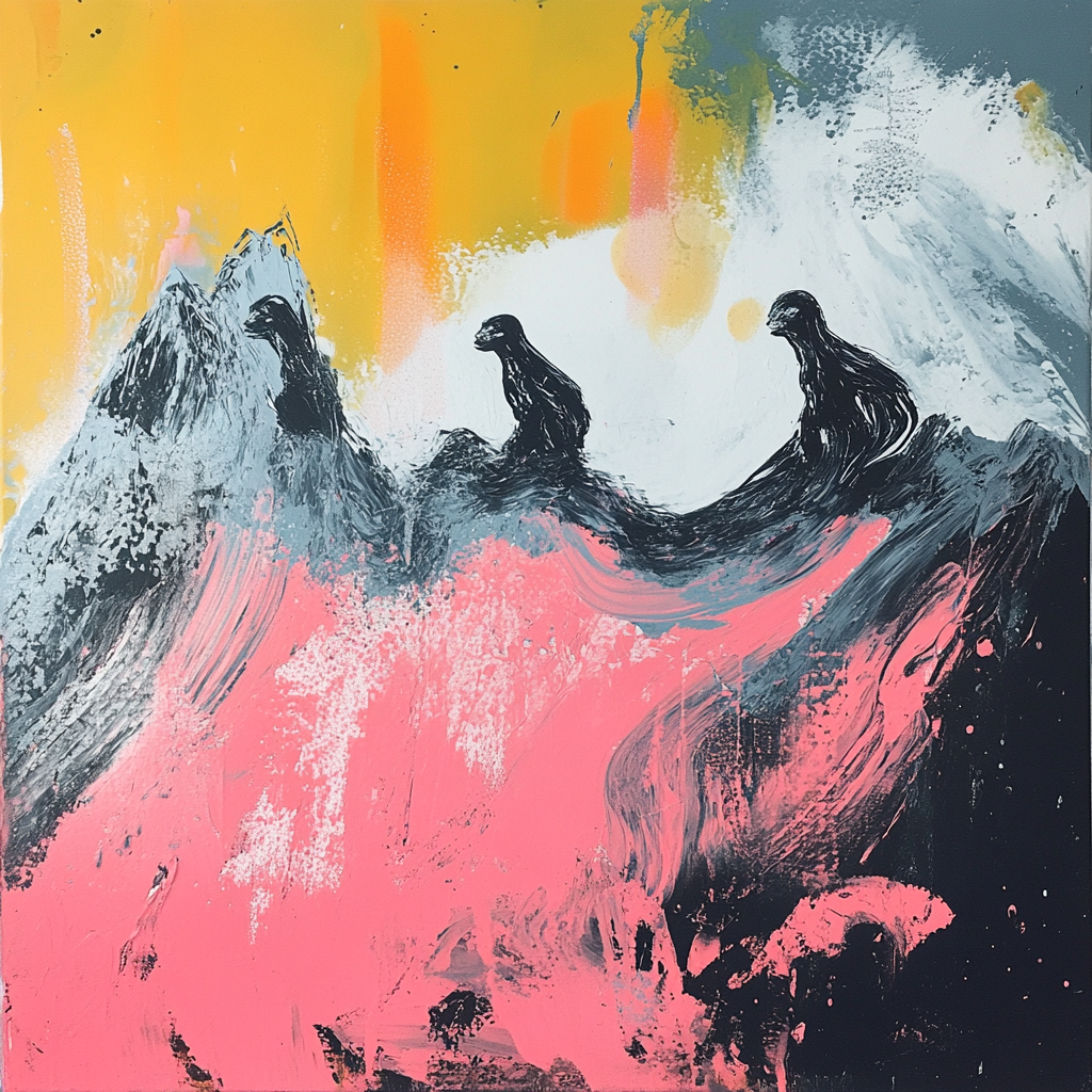 Three spirits over mountain painting