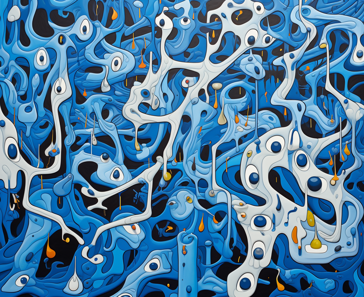 Abstract painting by Emek Golan in squiggly line style