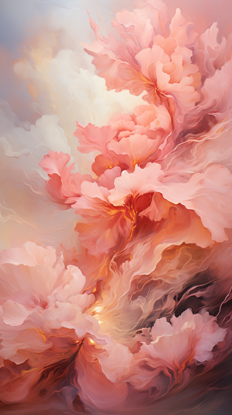 Abstract Peach Monet Style in Pink