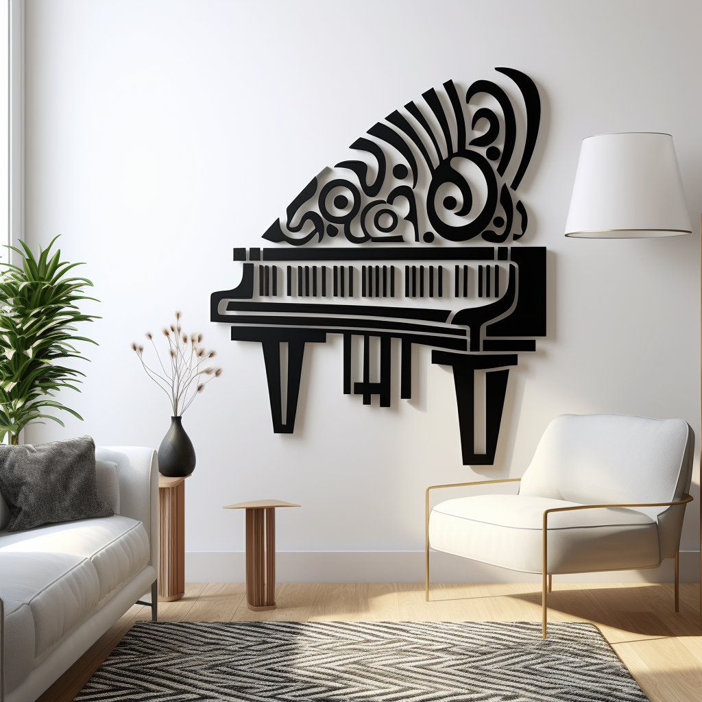 Black and white abstract piano art