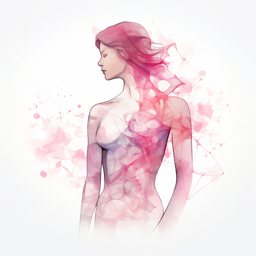 Abstract illustration of feminine body and DNA molecule