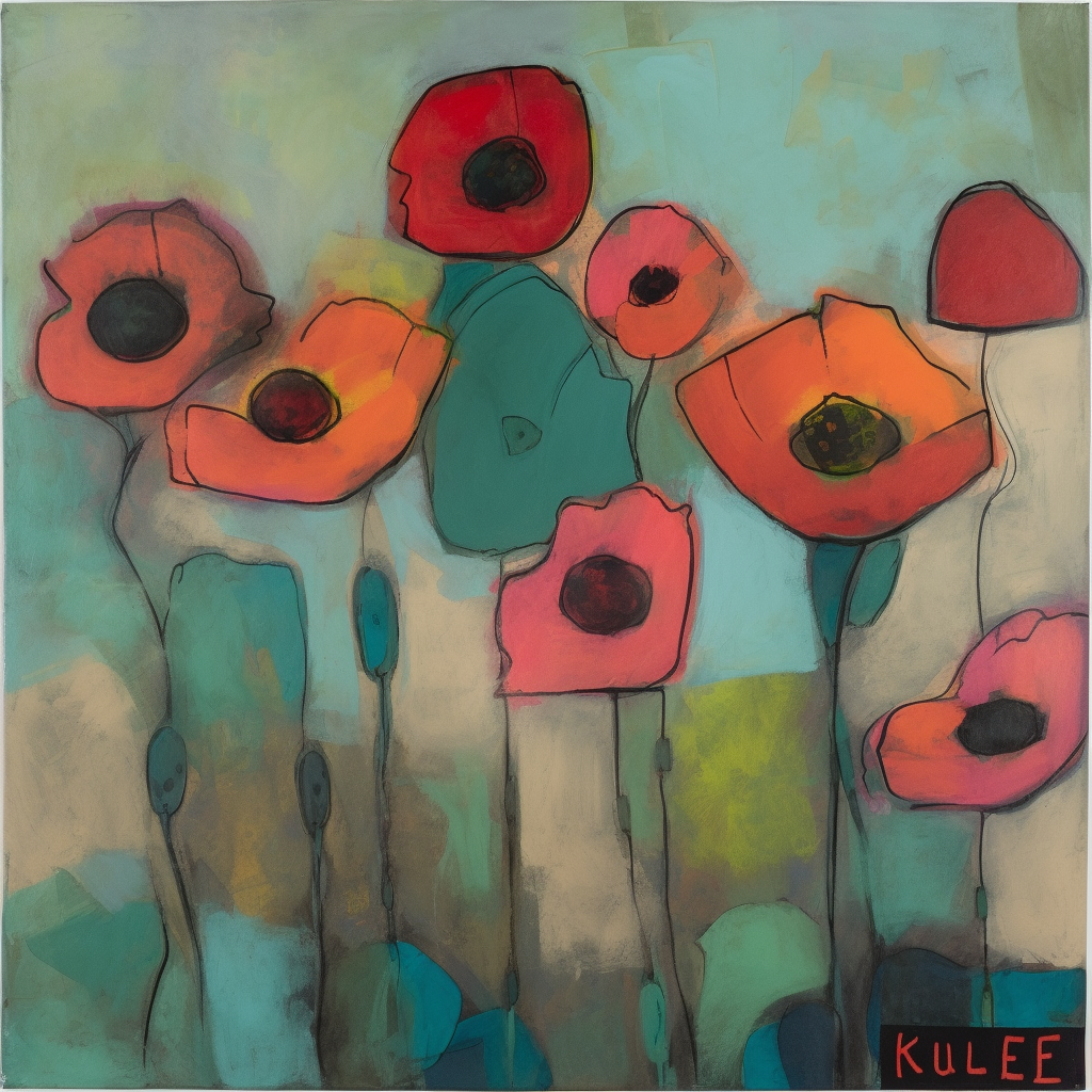 Vibrant poppy flowers abstract art