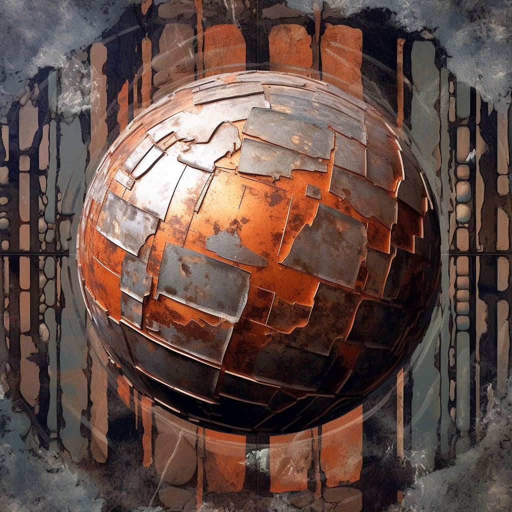 Abstract Psychedelic Artwork with Rusted Mirror Ball