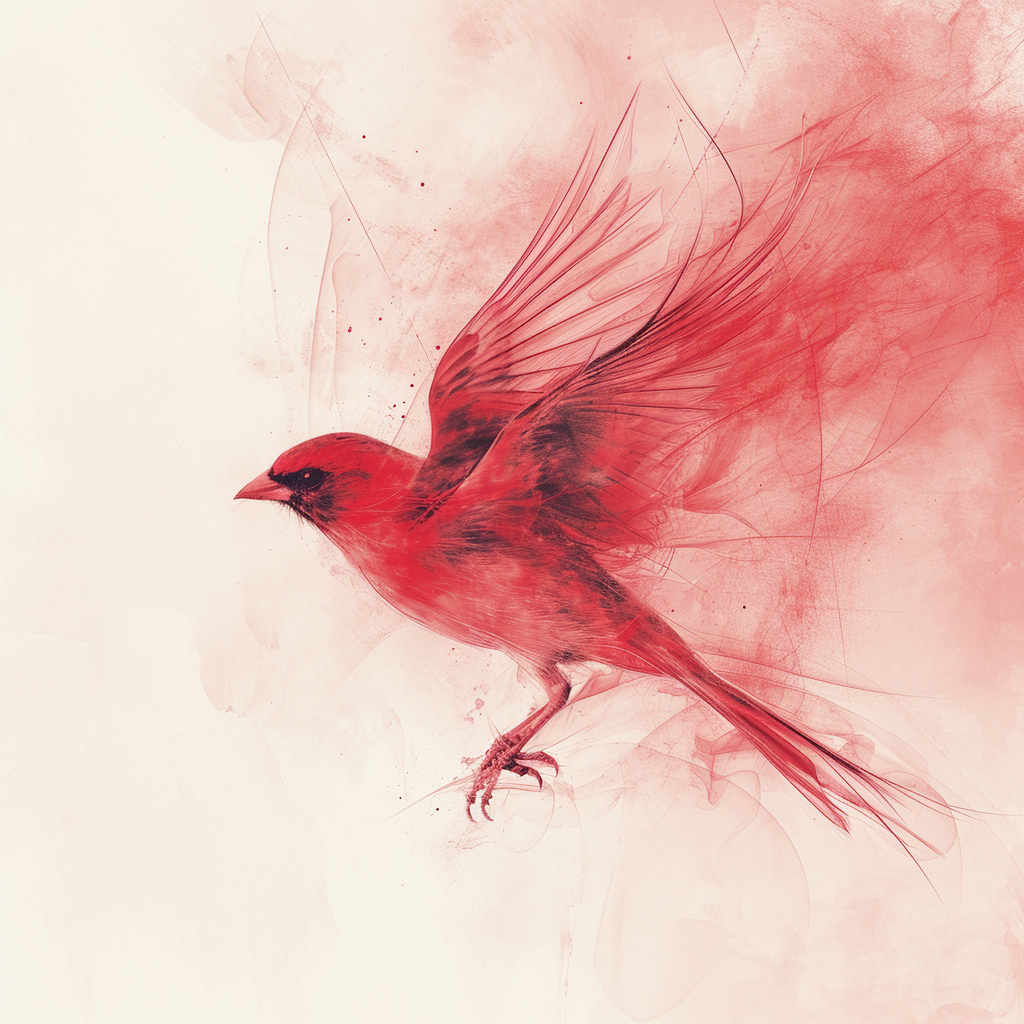 Red pastel aesthetic bird photo