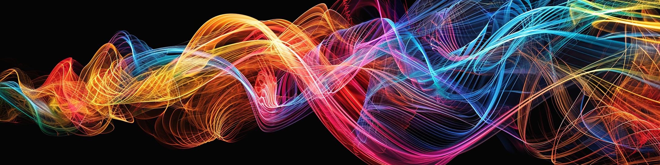 Colorful Light Ribbons on Black Background