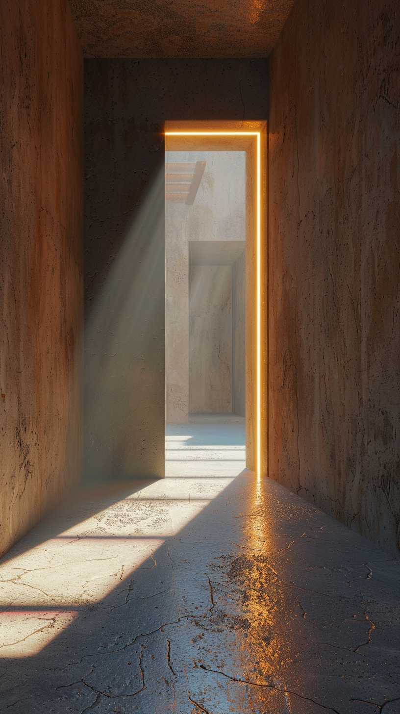 Abstract room with symmetrical doorway