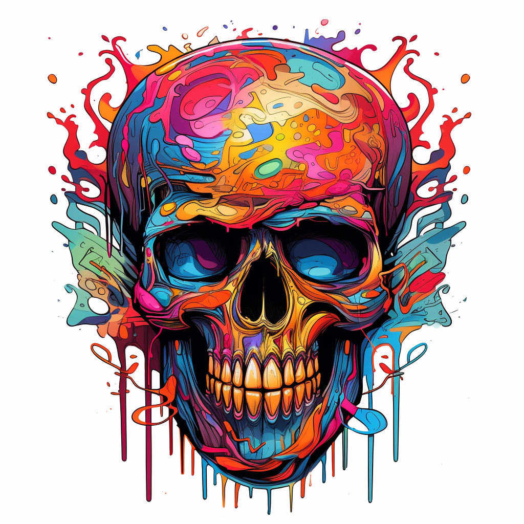 Abstract skull artwork in motion