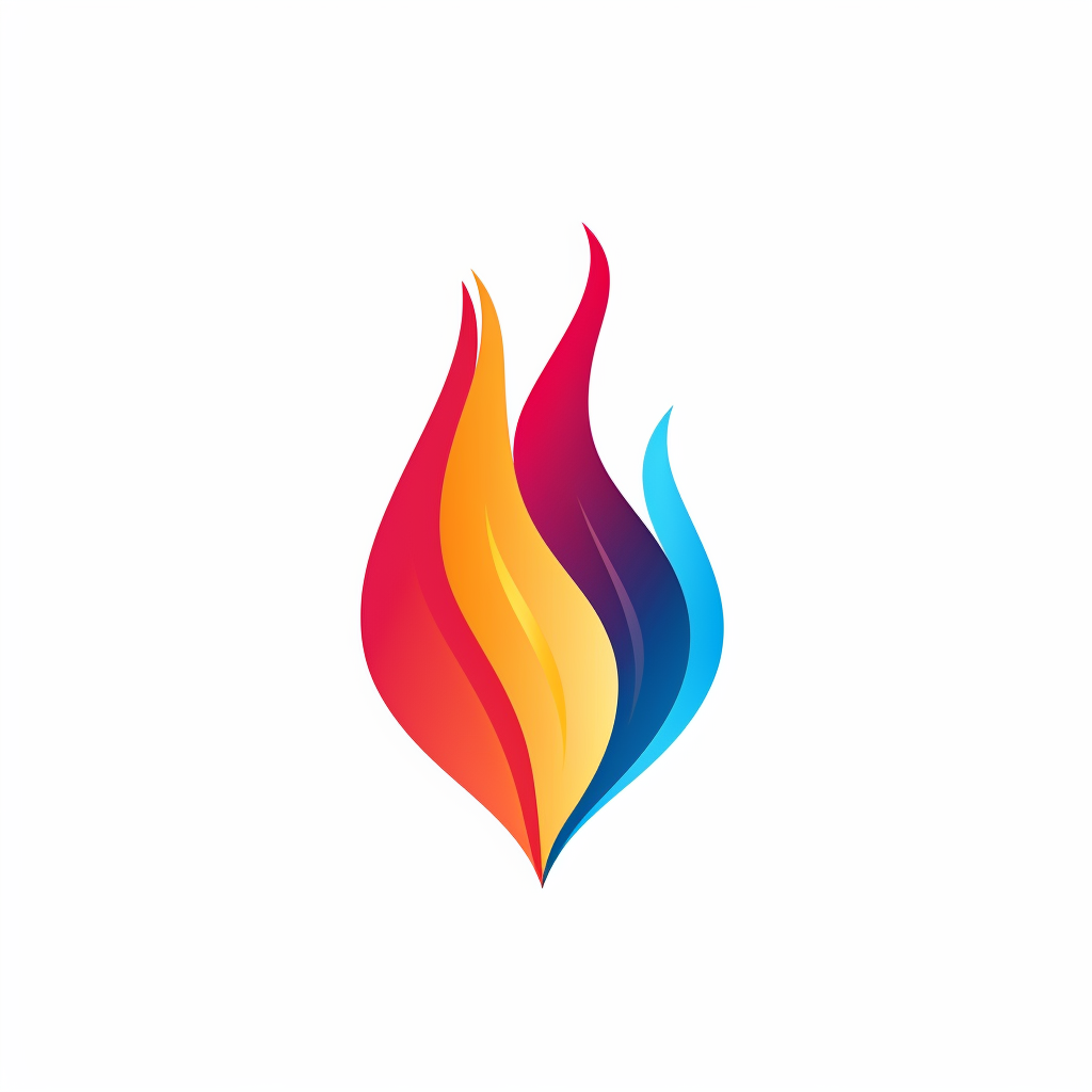 Abstract Spade and Flame in Red, Yellow, and Blue