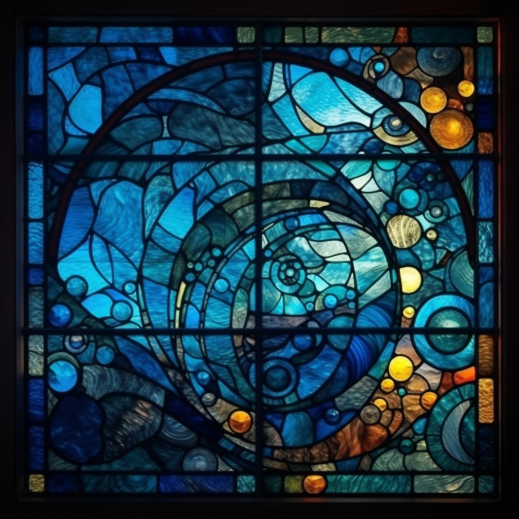 Abstract stained glass window artwork