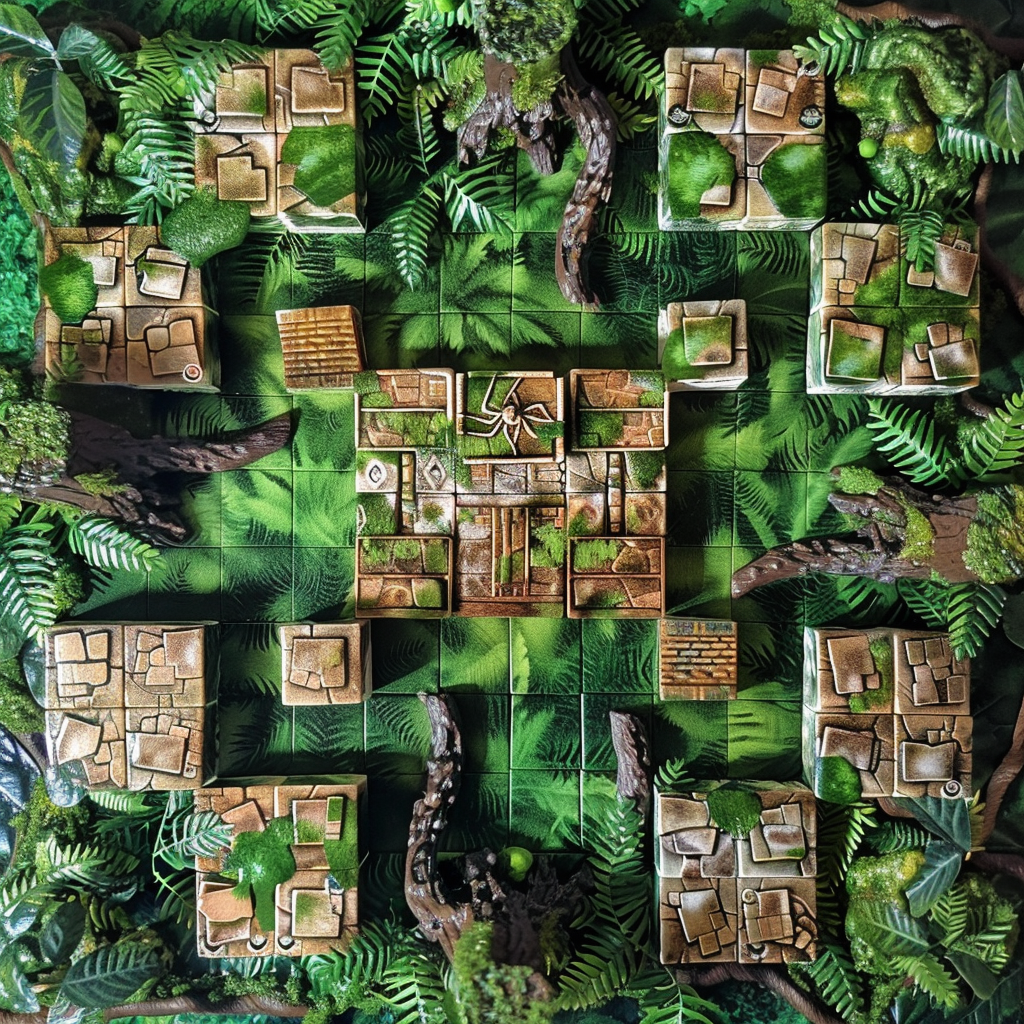 Abstract strategy board game in jungle