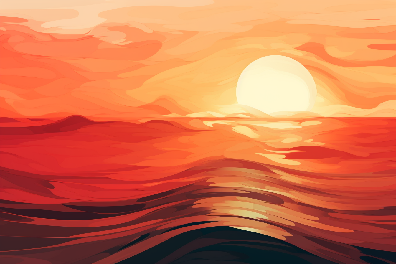 Abstract Sunset Digital Painting in 2 Color Tone