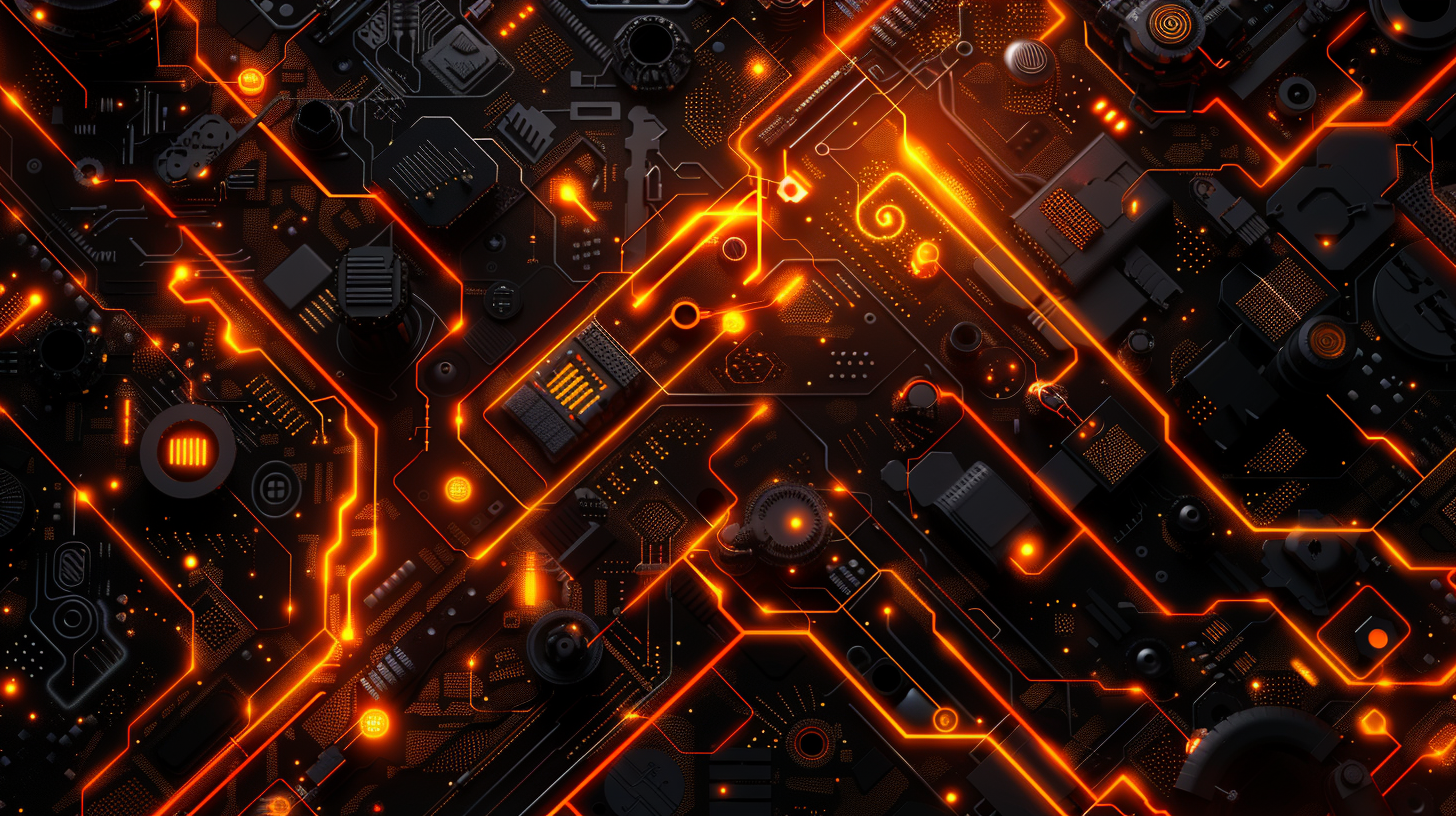 Abstract tech hardware orange lights