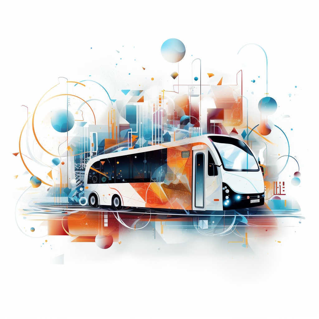 Abstract transportation to IT conference illustration