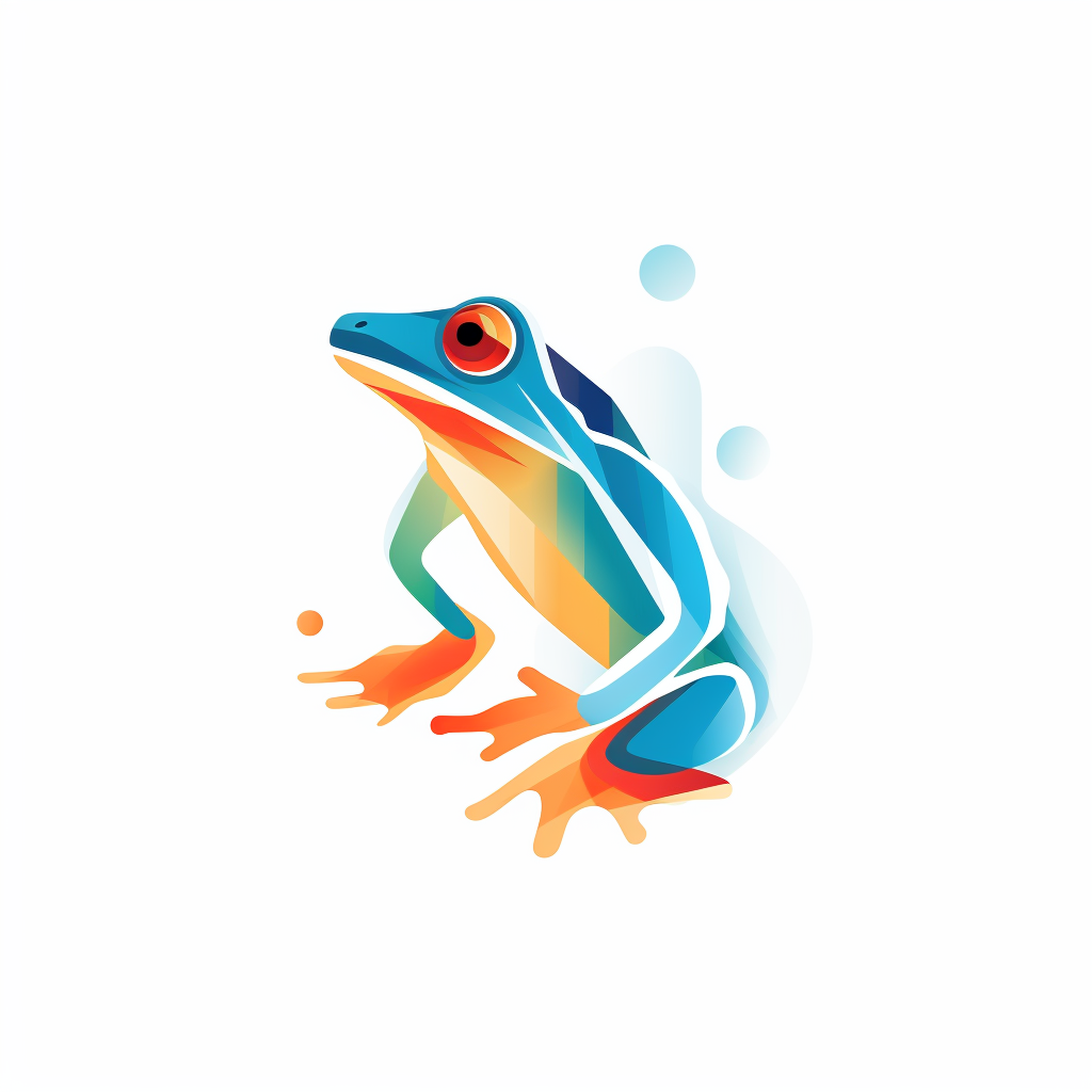 Vibrant abstract tree frog on white background