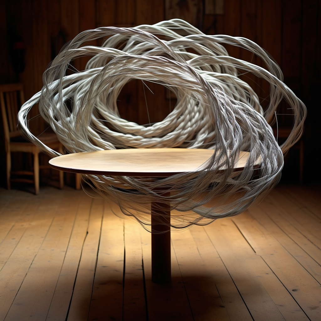 Abstract vortex ropes on table