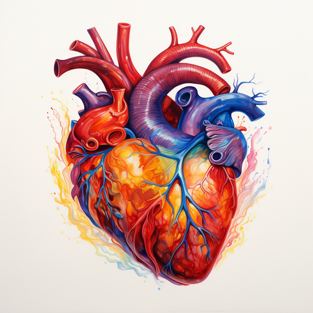Abstract watercolor painting of human heart art