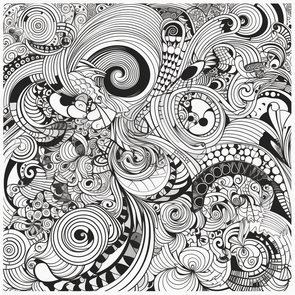 Zentangle Black White Coloring Page